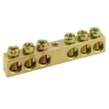 Шина PEN TS-0609C 6х9 6 отверстий крепление по центру Энергия - Электрика, НВА - Щитки и аксессуары для монтажа - Шины нулевые - . Магазин оборудования для автономного и резервного электропитания Ekosolar.ru в Архангельске